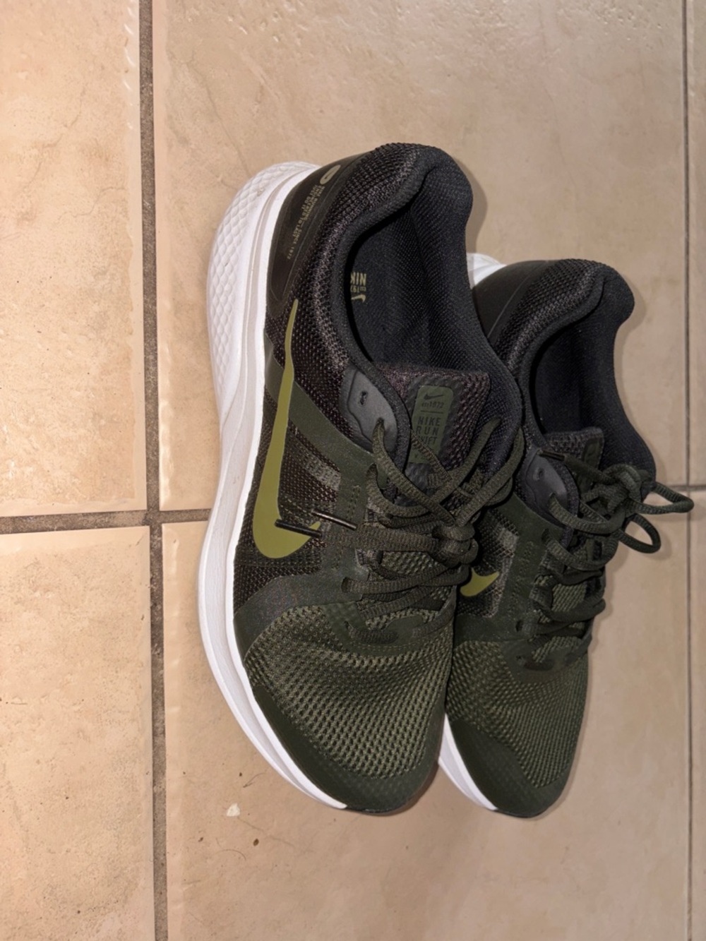 Nike Olive Green and Black Mesh Running Shoes